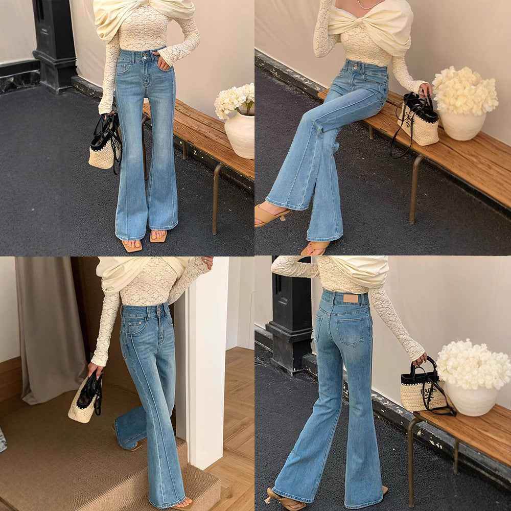 Women's High Waist Stretch Slim Bell-bottom Pants MuddyStock