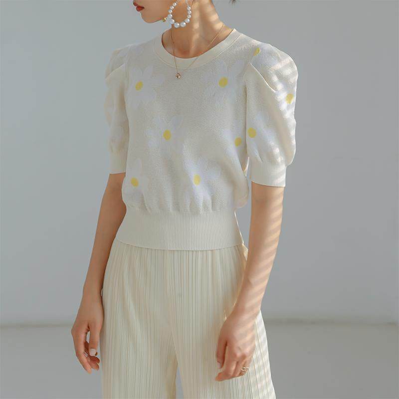 T-shirts Women Elegant Floral Trendy Patchwork Bodycon Summer Apricot MuddyStock