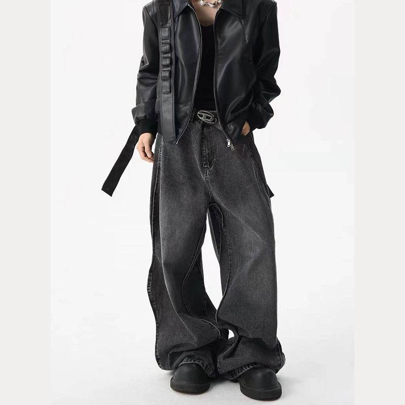 Loose Wide-leg Straight-leg Jeans For Men Black MuddyStock