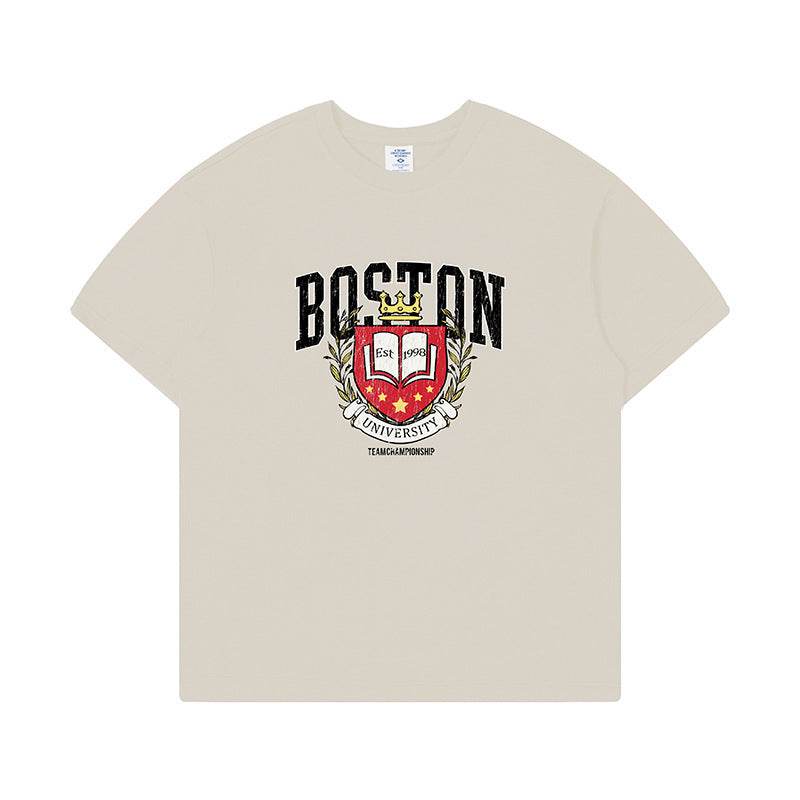 Retro Printed Loose T-shirt For Men And Women Apricot MuddyStock