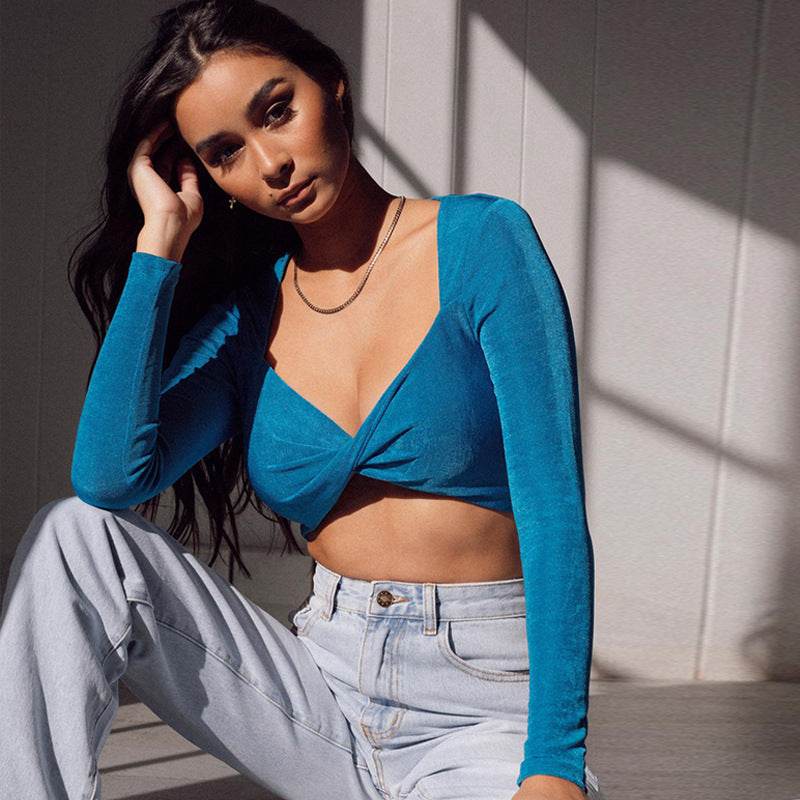 Fashion Solid Long Sleeve Top MuddyStock