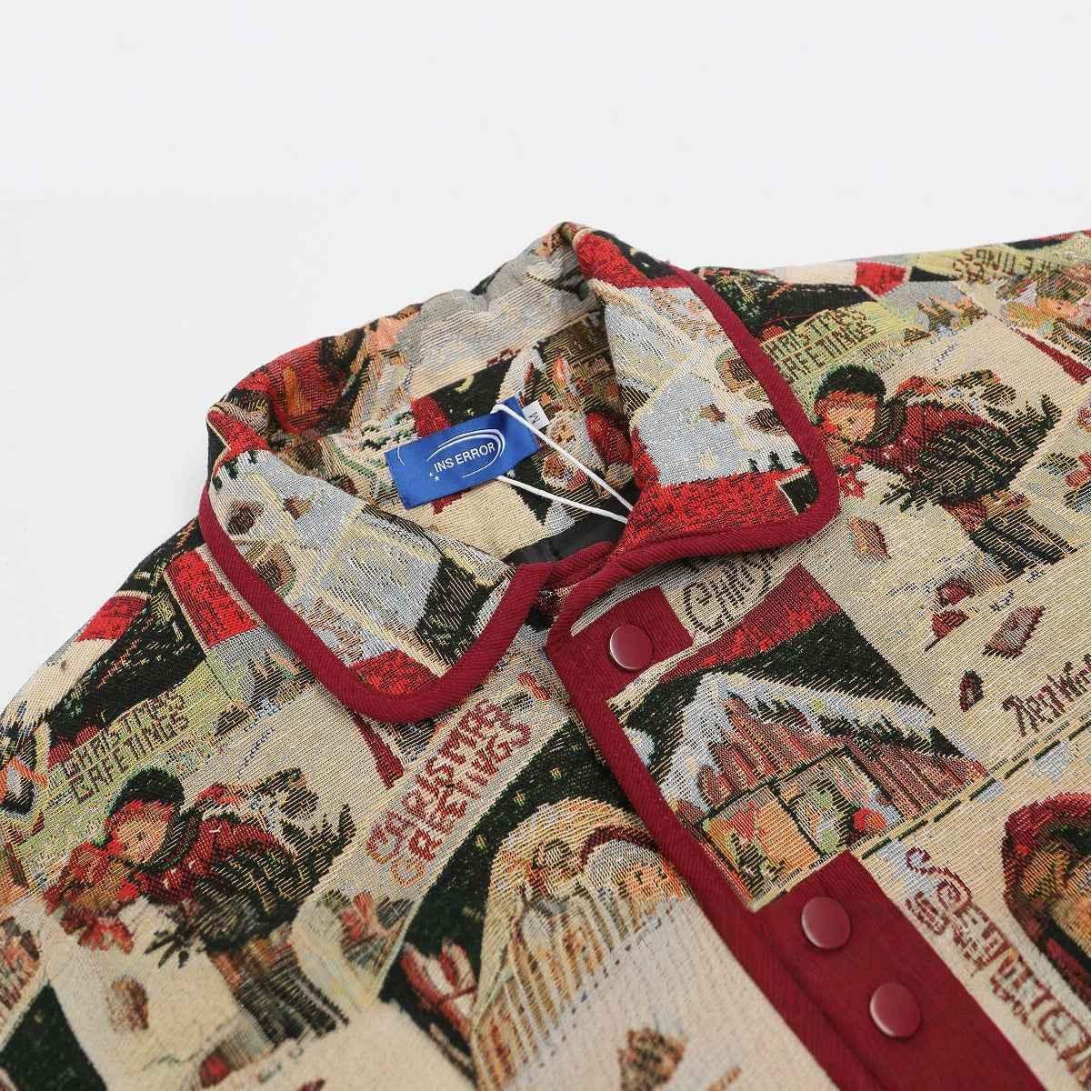 Retro Santa Claus Jacquard Lapel Cotton-padded Coat For Men And Women