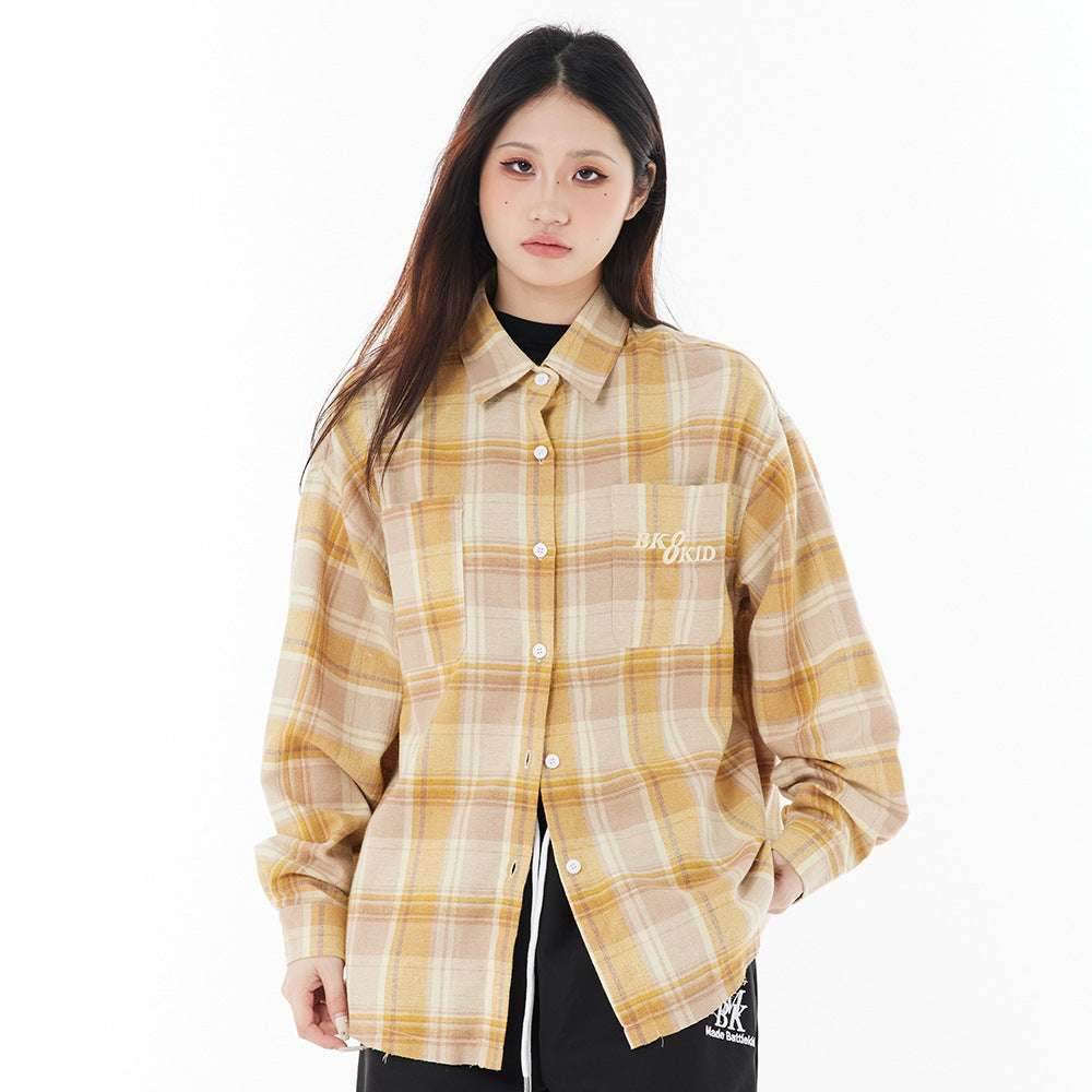 Loose Plaid Long Sleeve Shirt For Women MuddyStock