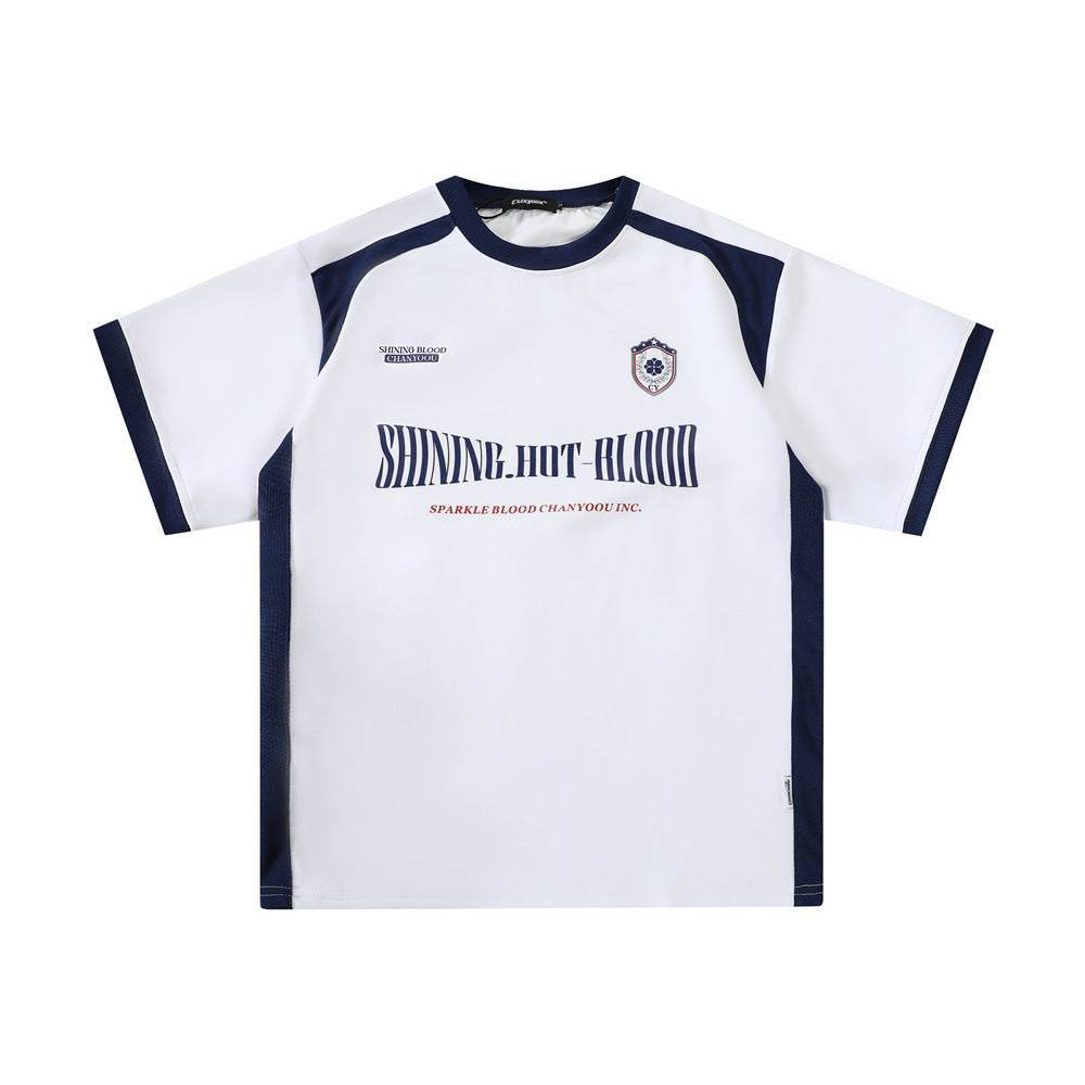 Color Contrast Patchwork Sports T-shirt For Men White MuddyStock