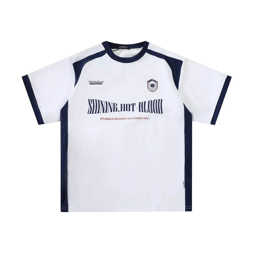 Color Contrast Patchwork Sports T-shirt For Men White