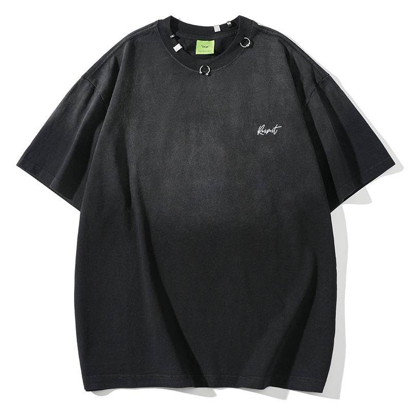 American Retro Short Sleeve T-shirt Men And Women Black MuddyStock