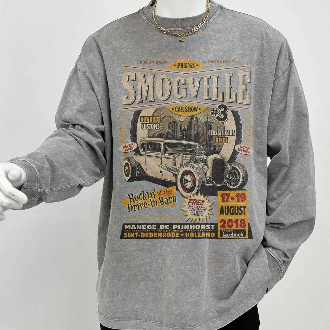 American Retro Cotton Long Sleeve T-shirt For Men