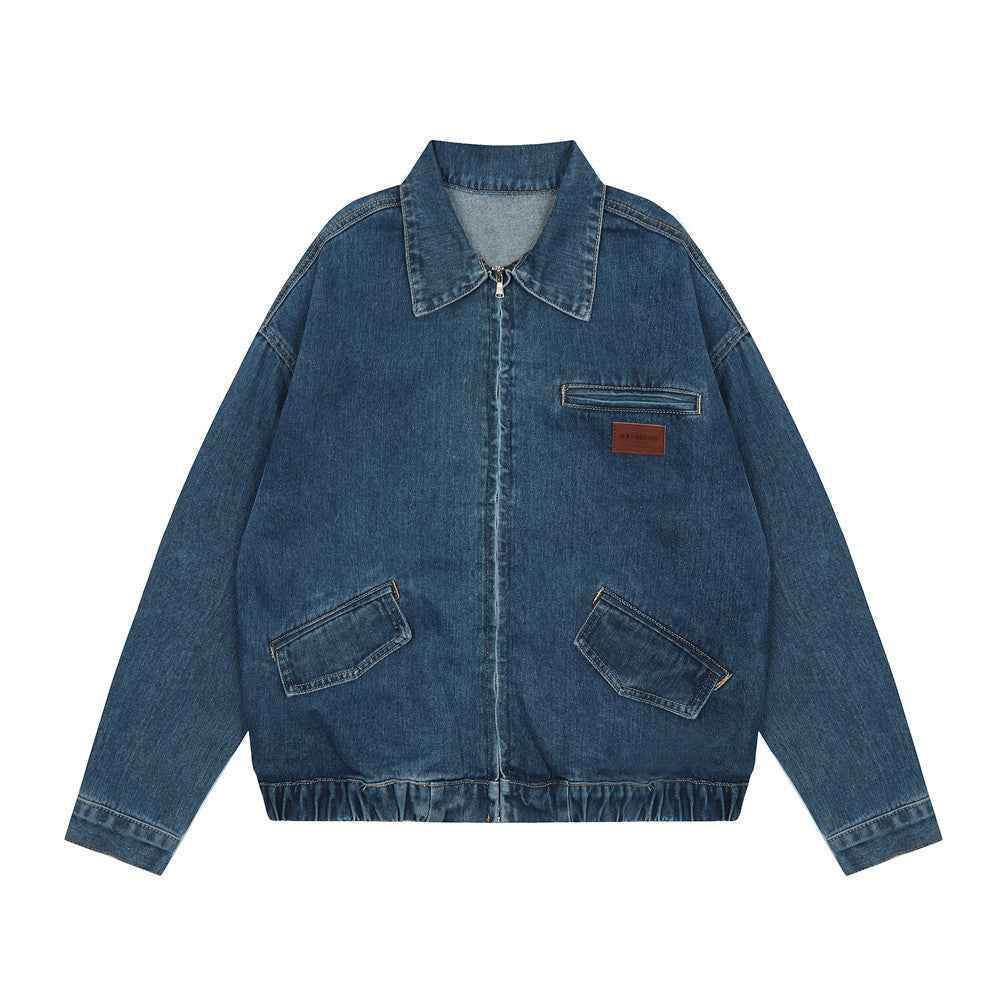Creative Contrast Color Letter Printing Denim Jacket For Men And Women MuddyStock