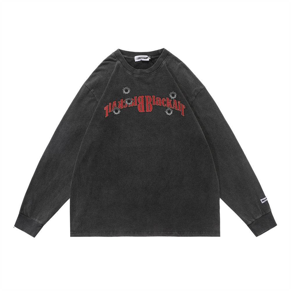 Round Neck Long Sleeve T-shirt For Men Black MuddyStock