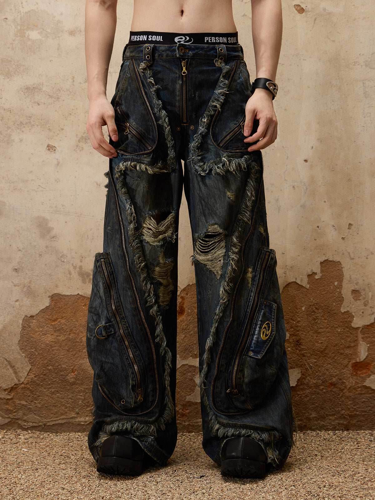 Female Alien Structural Stained Jeans For Men And Women MuddyStock