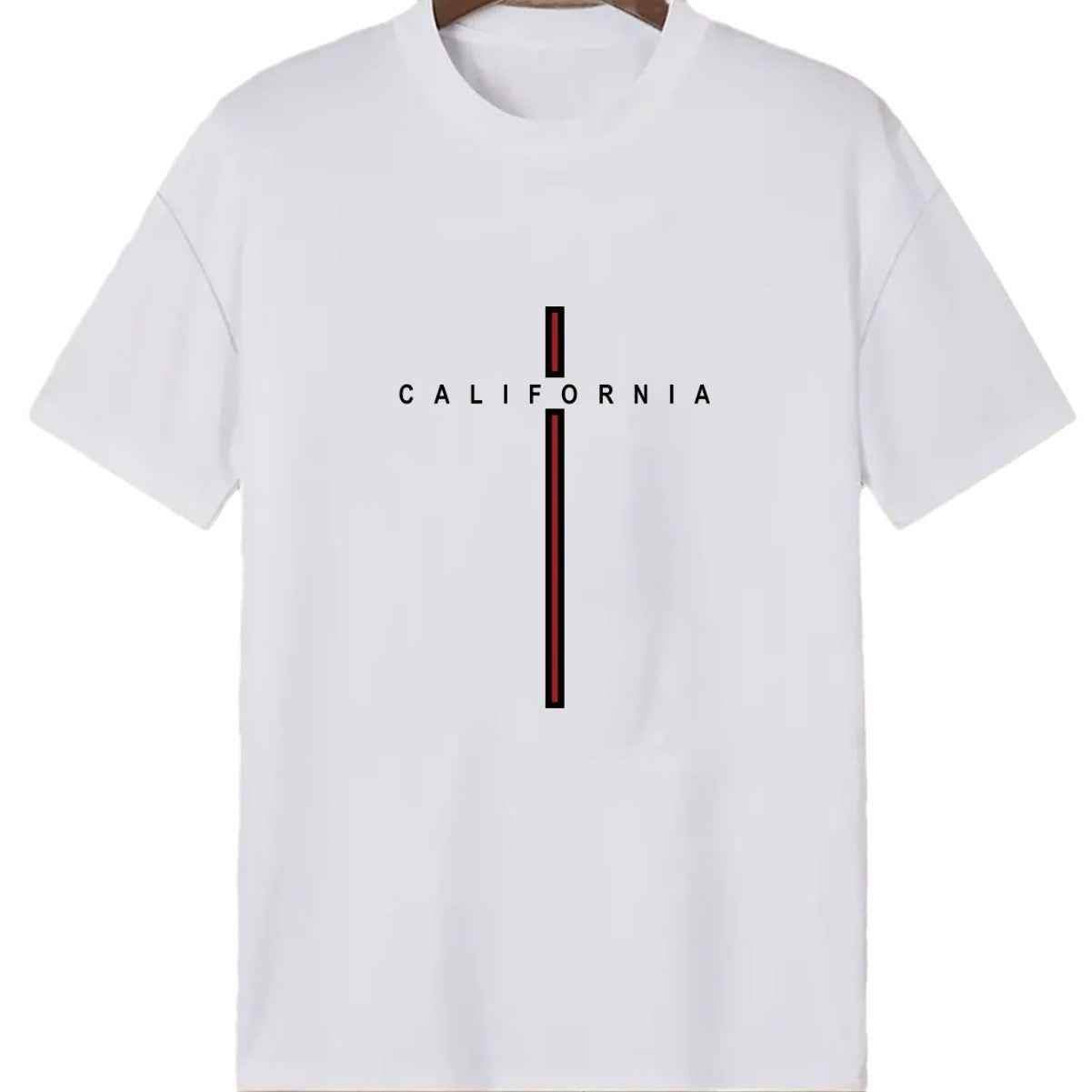 Men's Letter Vertical Line Printing Casual All-match Short-sleeved MuddyStock