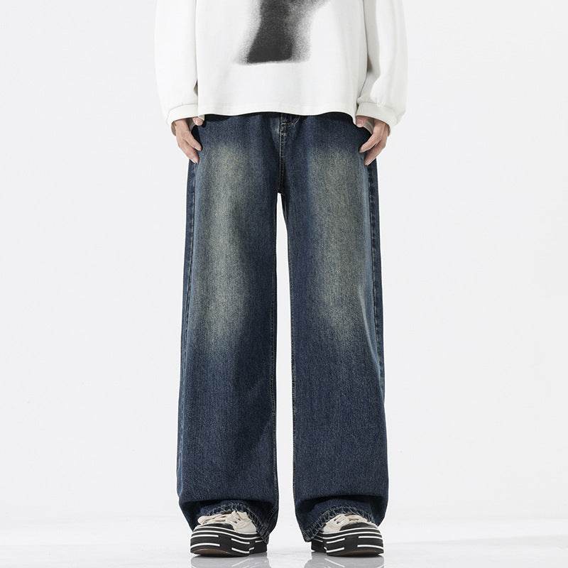 Trend Half Elastic Waist Jeans For Men Retro Blue MuddyStock