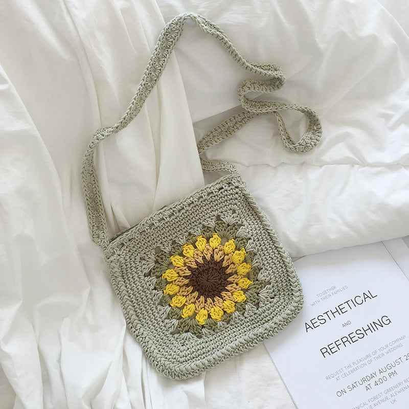 Sunflower Knitted Wool Bag With Chain Link Cutout Evaporated Milk Green MuddyStock