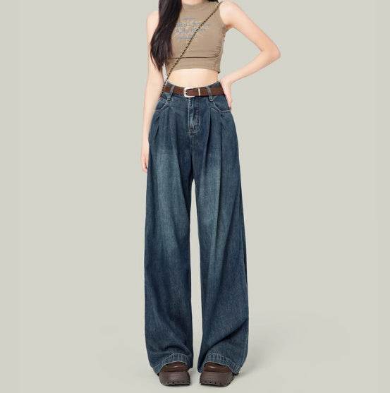 High Waisted Petite Straight Wide Leg Trousers MuddyStock