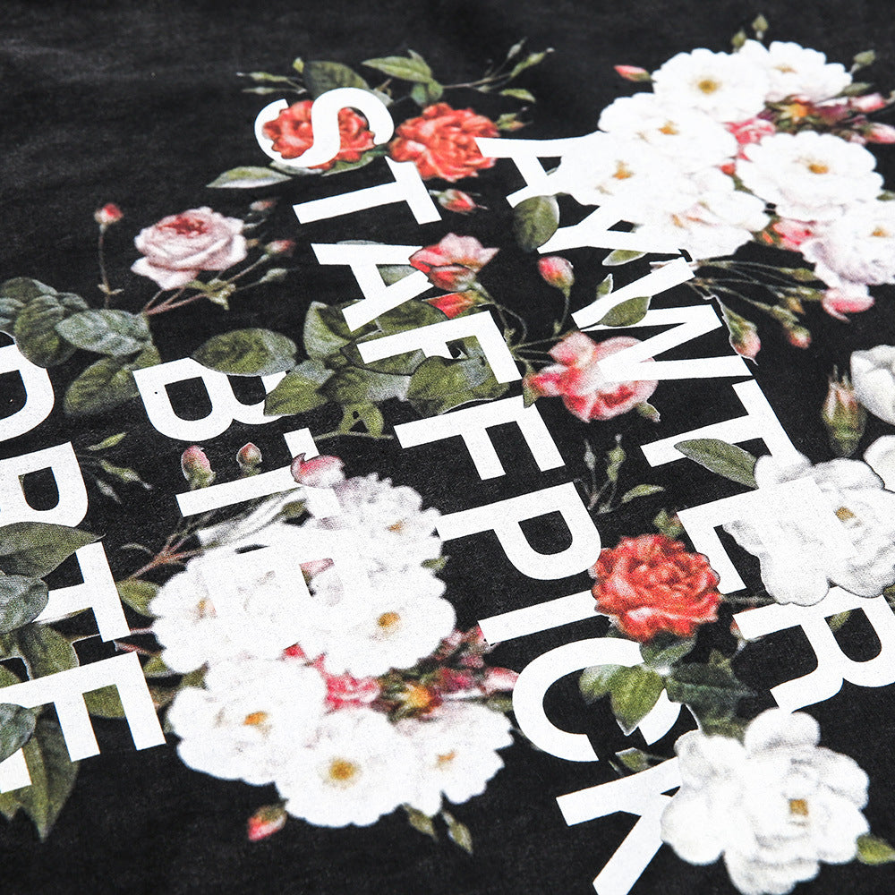 Fashion Flower Letter Print Short-sleeve For Men And Women MuddyStock