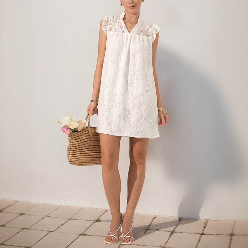 European and American minimalist lace dress | MuddyStock Originals White MuddyStock