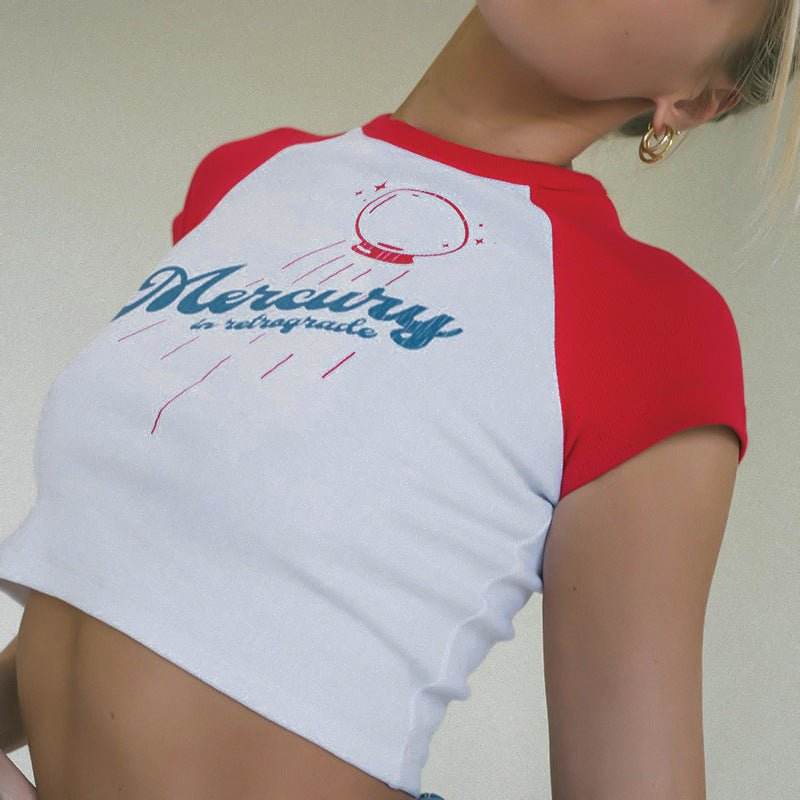 European And American New Women's Sweet Round Neck T-shirt MuddyStock