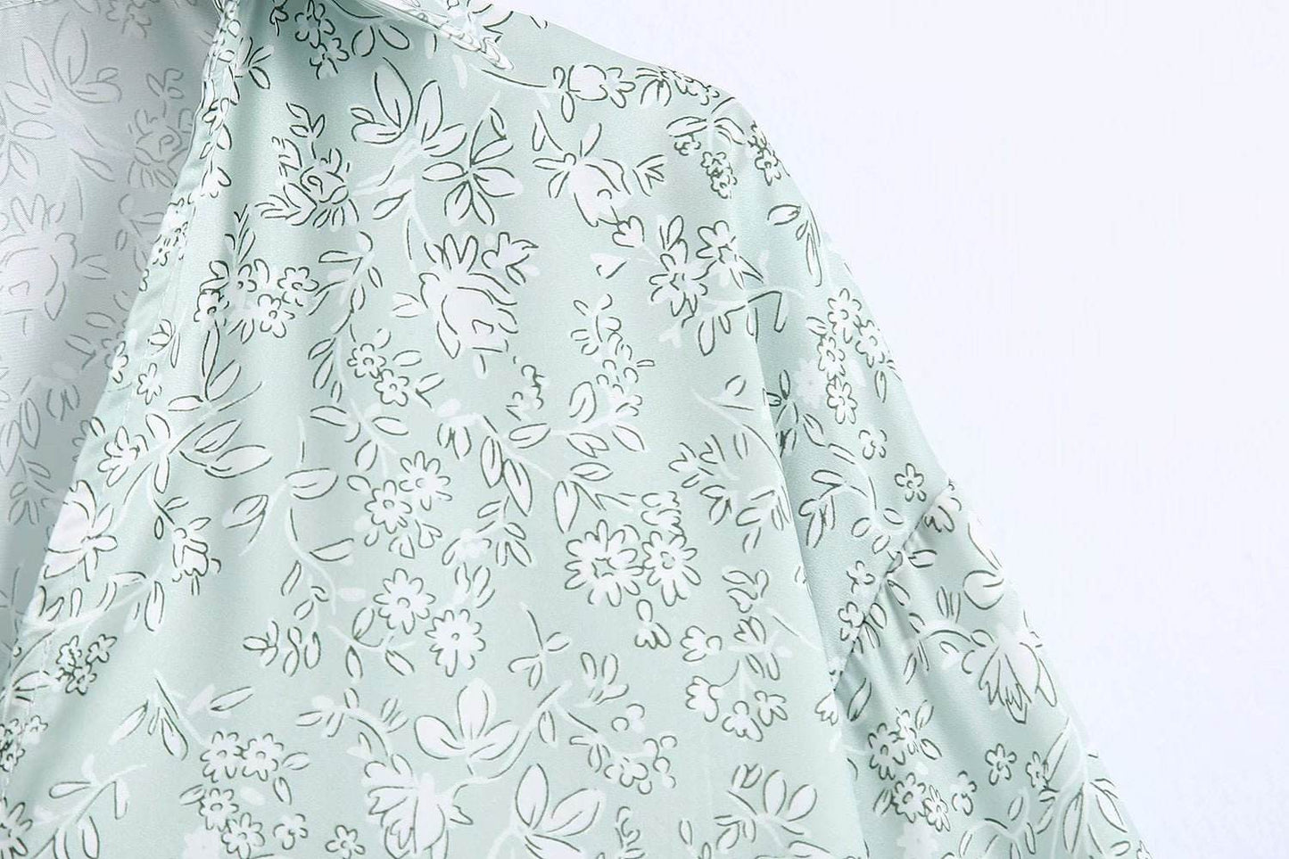 European And American Women'S Clothing Wholesale Summer New Style Silk Satin Texture Single-Breasted Printing Loose Long-Sleeved Shirt Women MuddyStock