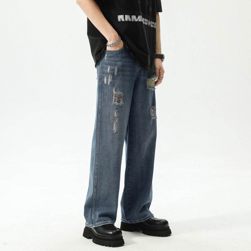 Retro Washed Ripped Jeans For Men MuddyStock