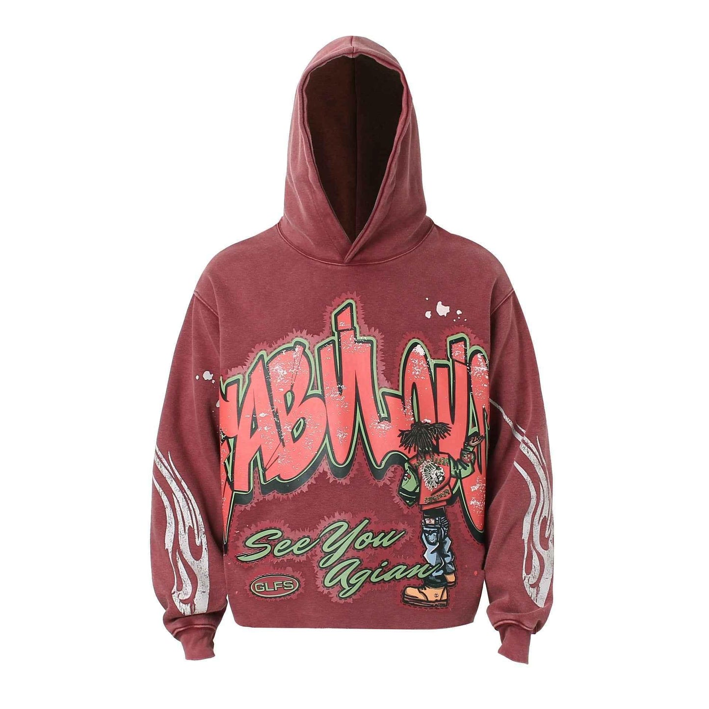 American Street Printed Hoodie For Men And Women Red MuddyStock