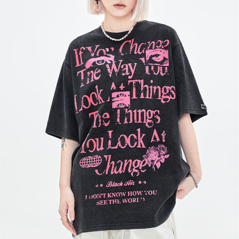 Retro Street Clothing Short Sleeve T-shirt For Men And Women MuddyStock