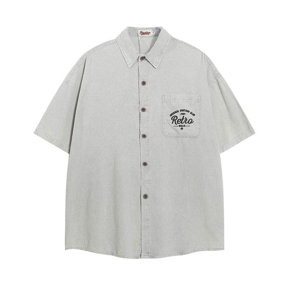 Letter Pocket Embroidered Casual Shirt For Men MuddyStock