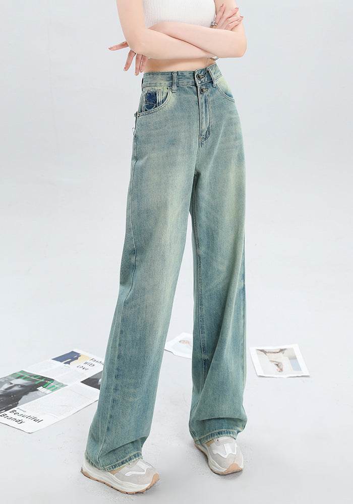 Women's Fashion Holes Narrow Wide-leg Jeans MuddyStock