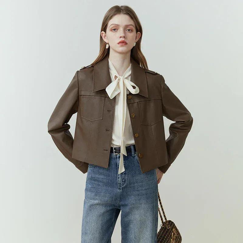 Female Retro Short Coat Coffee Color