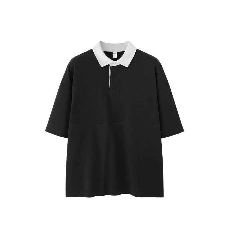 Lapel Men's Outdoor Contrast Color Polo T-shirt Reactive Black null