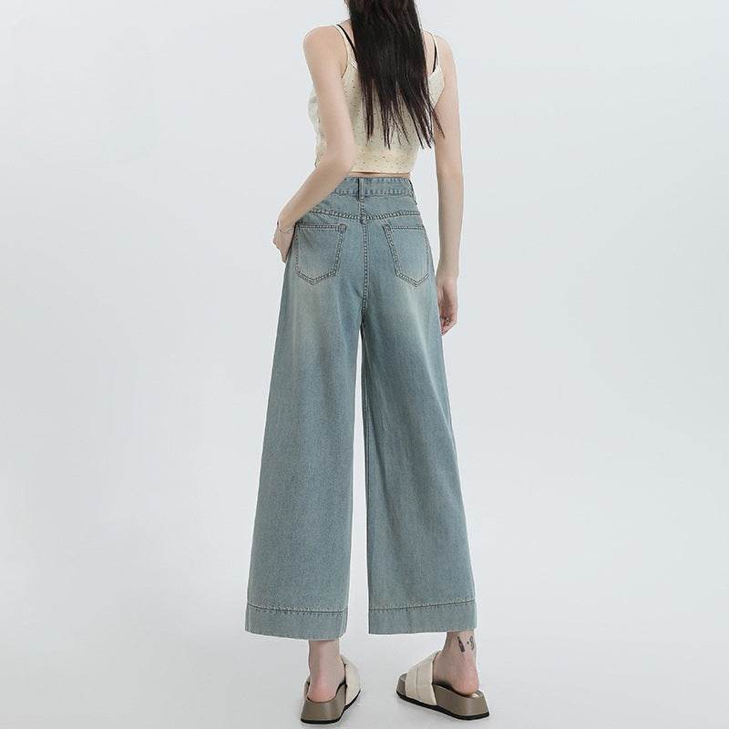 Straight Pear Shapes Ice Silk Wide-leg Pants MuddyStock