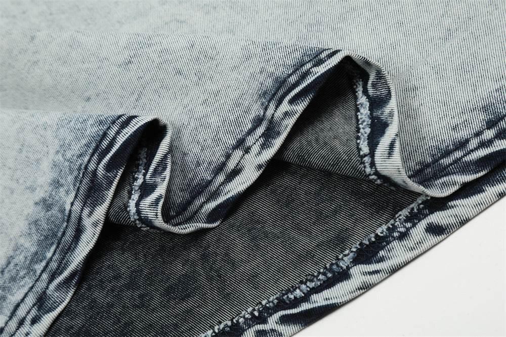 Washed Denim Short-sleeved Shirt For Men MuddyStock