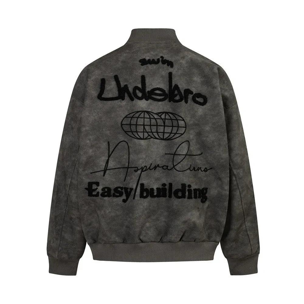 Letter Embroidery Creative Biker's Jacket For Men Black