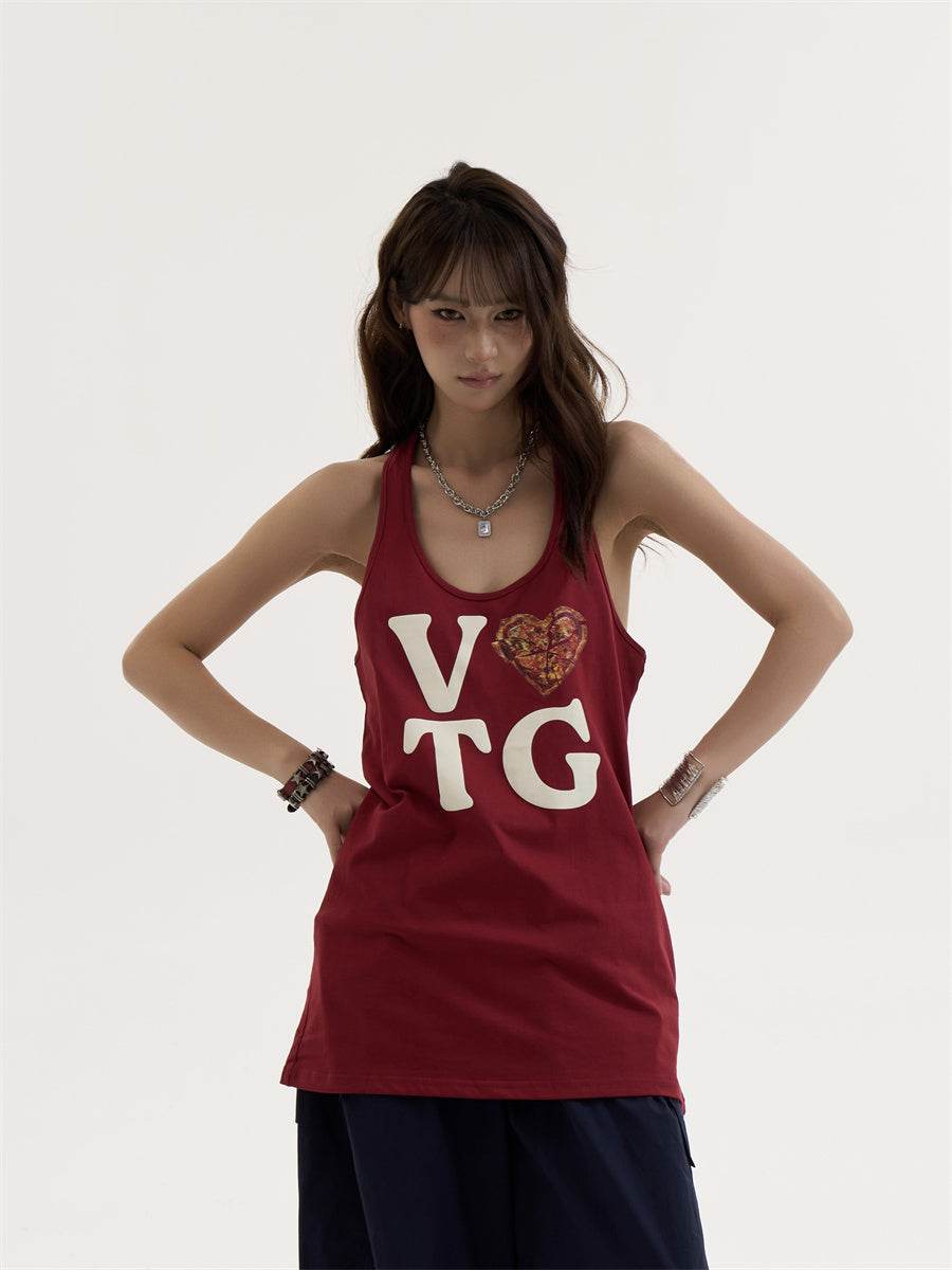 Women's Design Wine Red Printed Sleeveless Vest MuddyStock