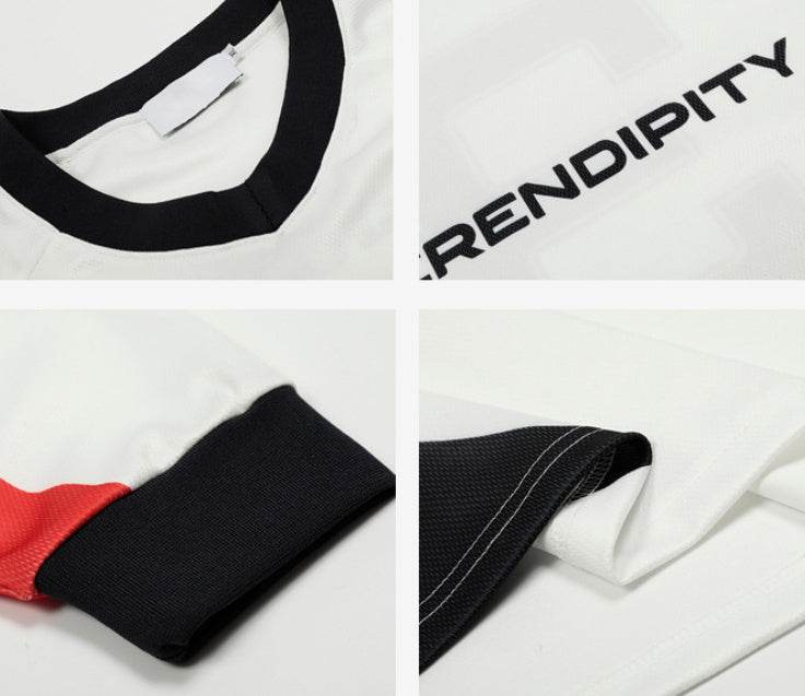 American Retro Stitching Long Sleeve T-shirt For Men MuddyStock