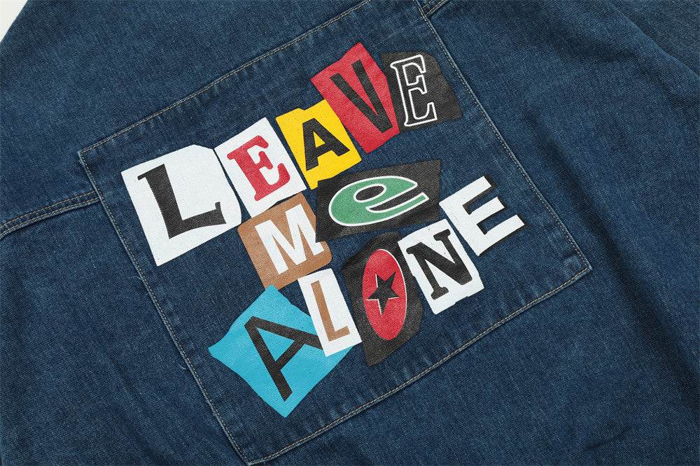Creative Contrast Color Letter Printing Denim Jacket For Men And Women MuddyStock