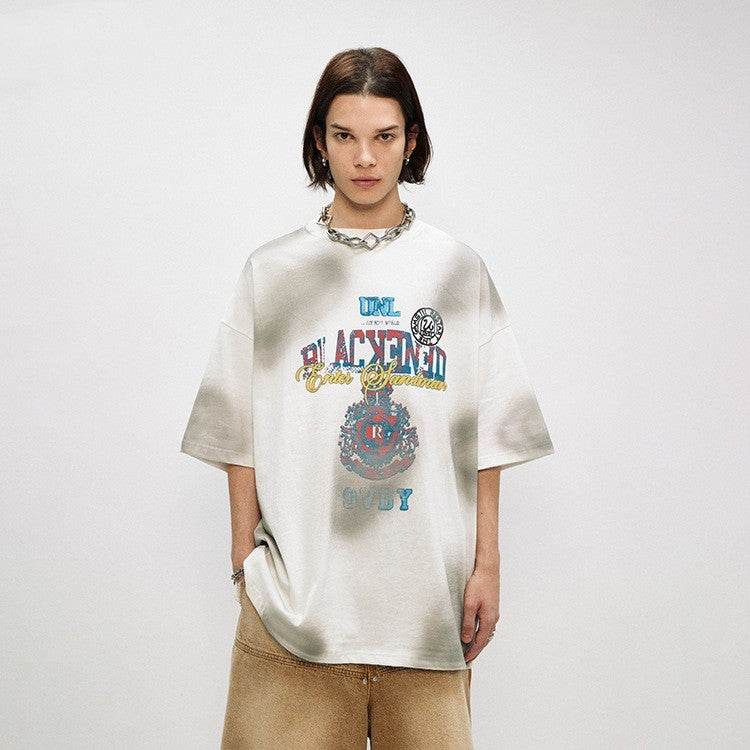 Retro Distressed Design Printed Short Sleeve For Men And Women MuddyStock