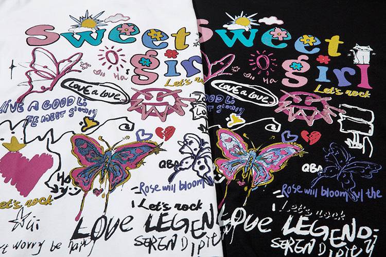 Butterfly Graffiti Printing Short Sleeve For Men And Women MuddyStock
