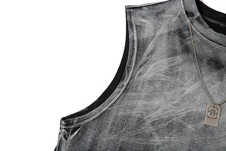 Tie-dye Gradient Ripped Necklace Vest For Men And Women MuddyStock
