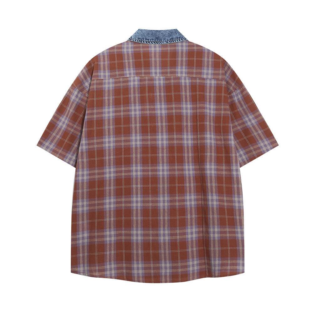 Plaid Loose Short Sleeve Shirt For Men And Women MuddyStock
