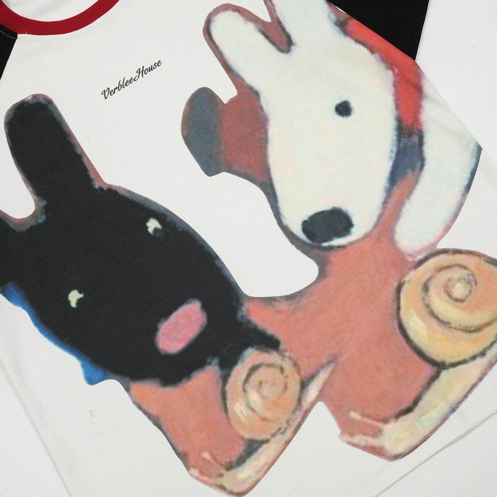Cartoon Abstract Printing Cotton T-shirt For Men And Women MuddyStock