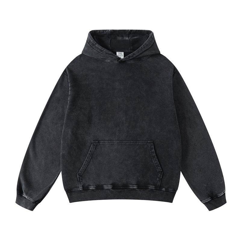 Thickened Washed Old Gradient Solid Color Batik Hooded Sweater For Men And Women Fried Snowflake MuddyStock