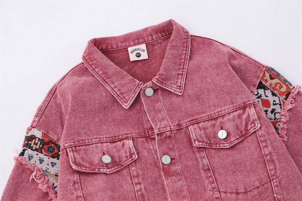 Stitching Edging Denim Jacket For Women MuddyStock