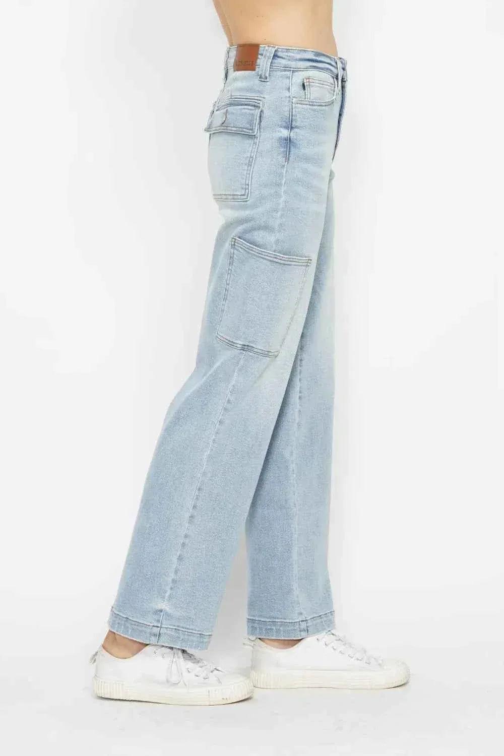 Judy Blue Full Size High Waist Straight Cargo Jeans