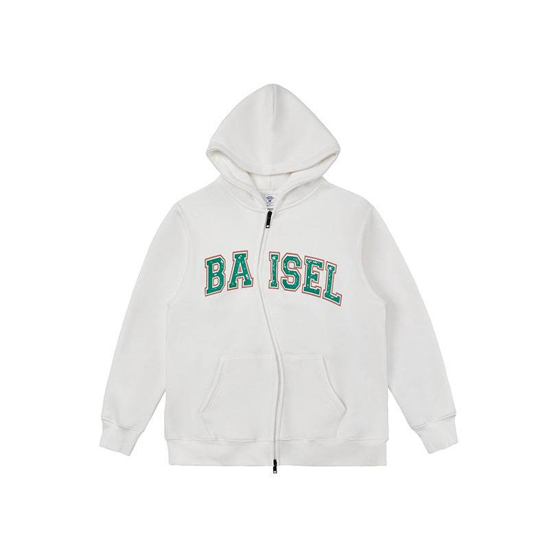 Zipper Hooded Sweater For Men And Women White MuddyStock
