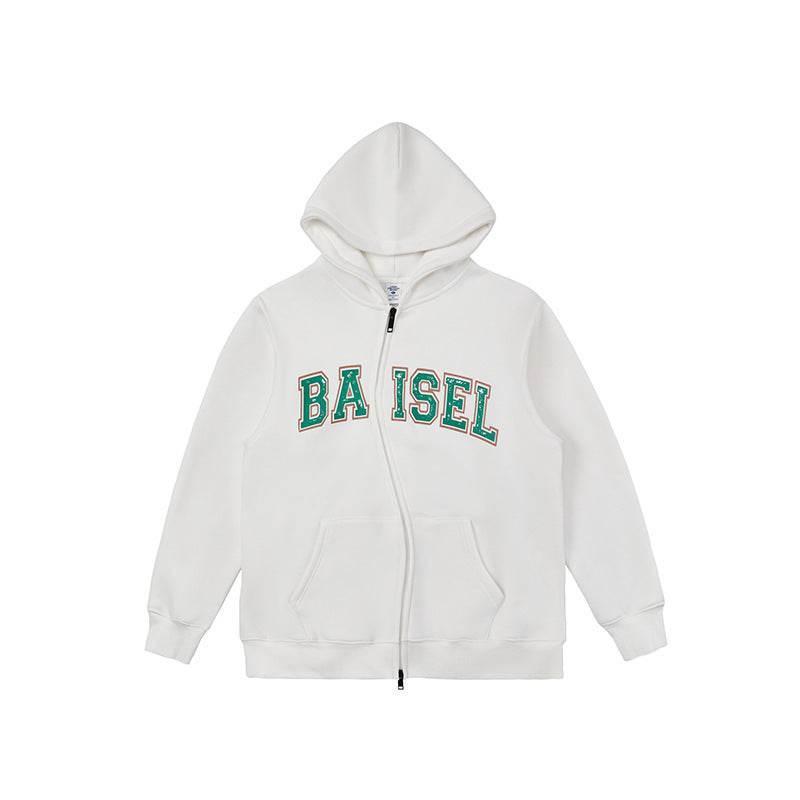Zipper Hooded Sweater For Men And Women White