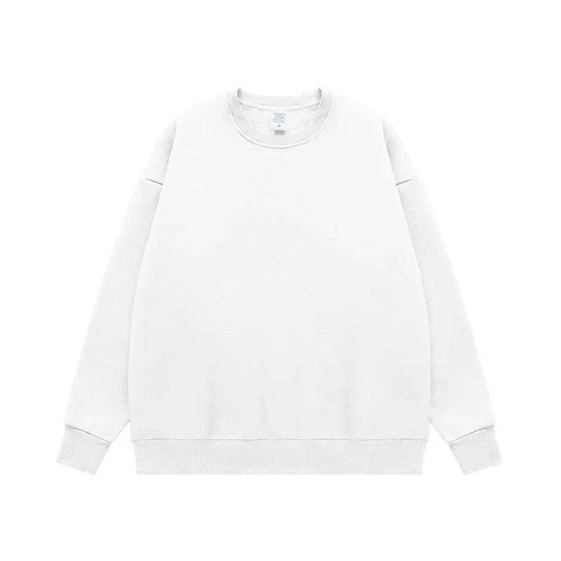 Fleece-lined Loose Rainbow Round Neck Sweater White