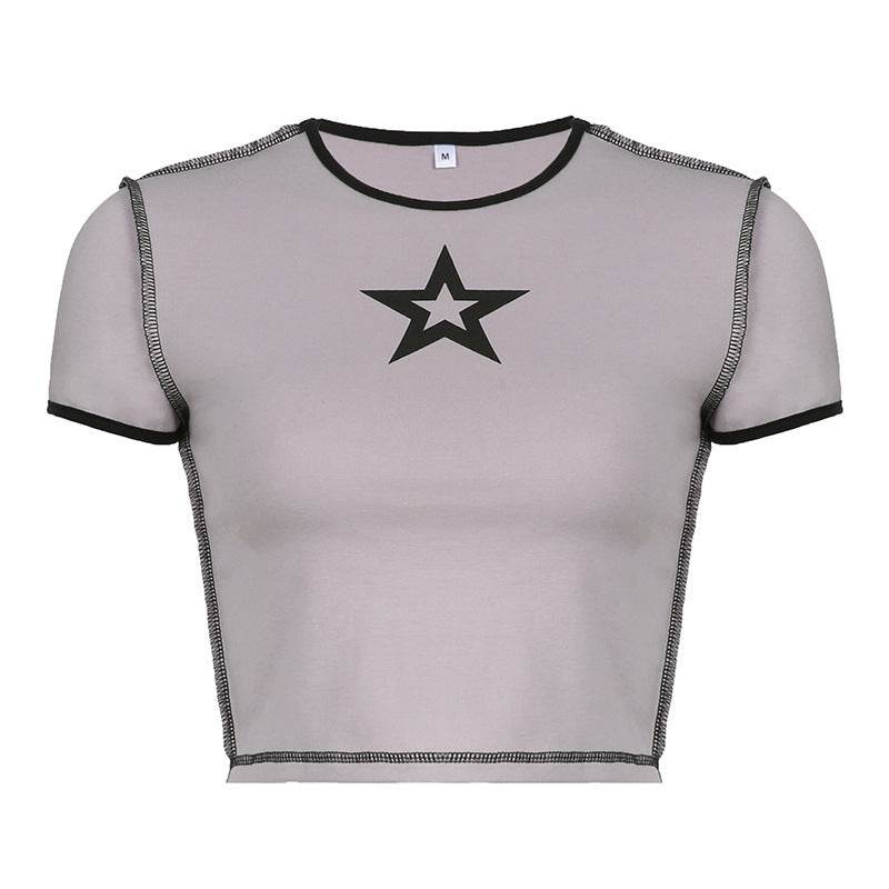 Slim Fitting Pullover Round Neck Crop Top For Women Grey MuddyStock