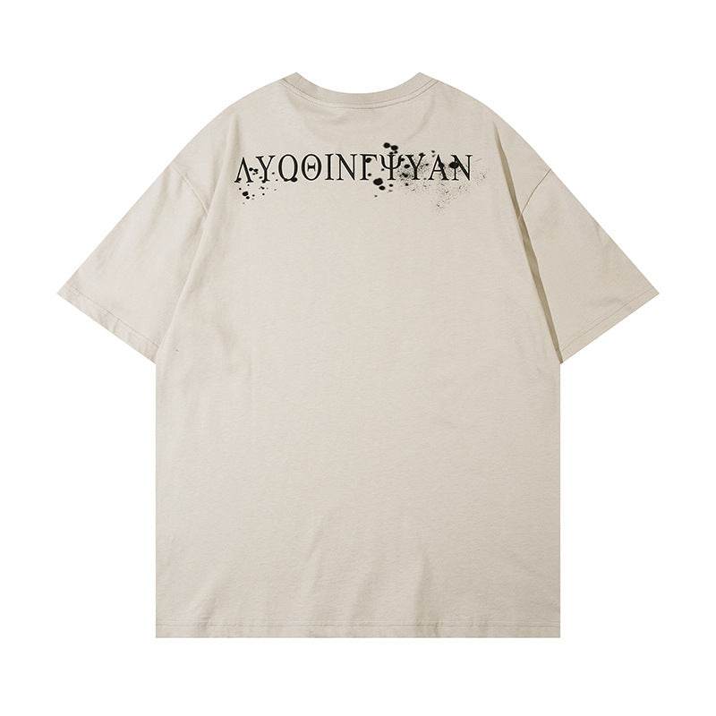 Abstract Graffiti Printed Loose T-shirt For Men And Women MuddyStock