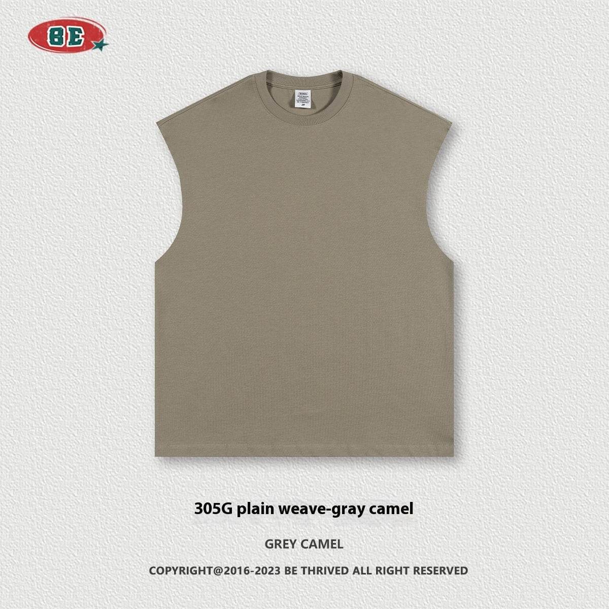 Sleeveless Ins Loose Street Sports Vest Gray Camel MuddyStock