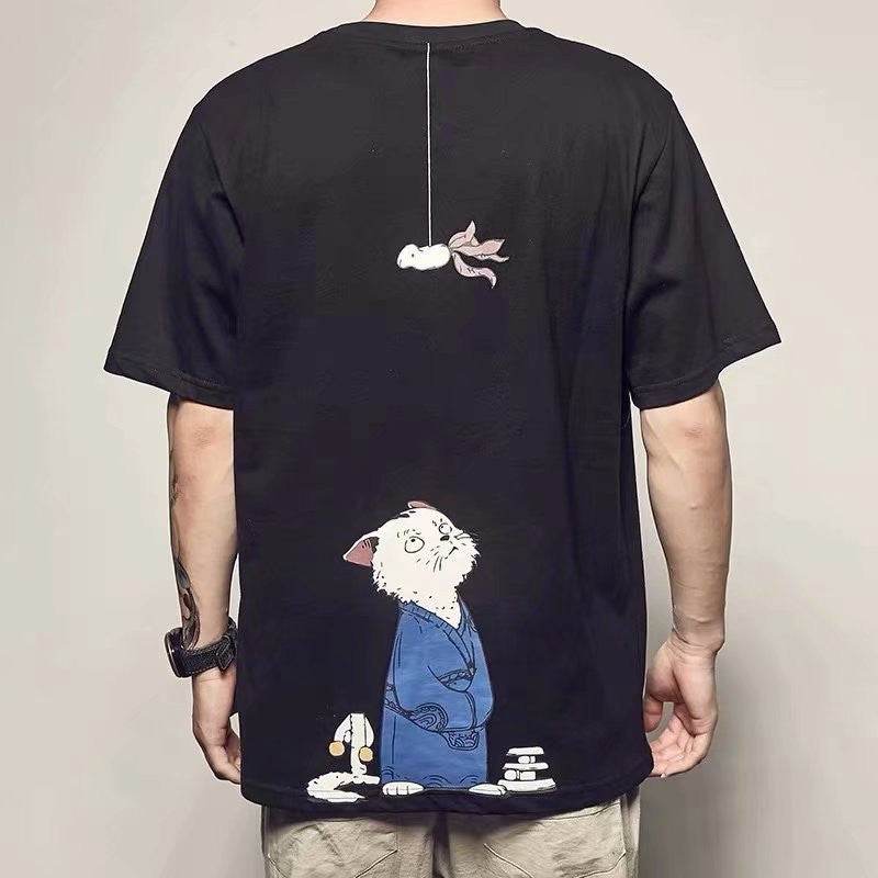 Summer Loose Short Sleeve T-shirt For Men Black MuddyStock